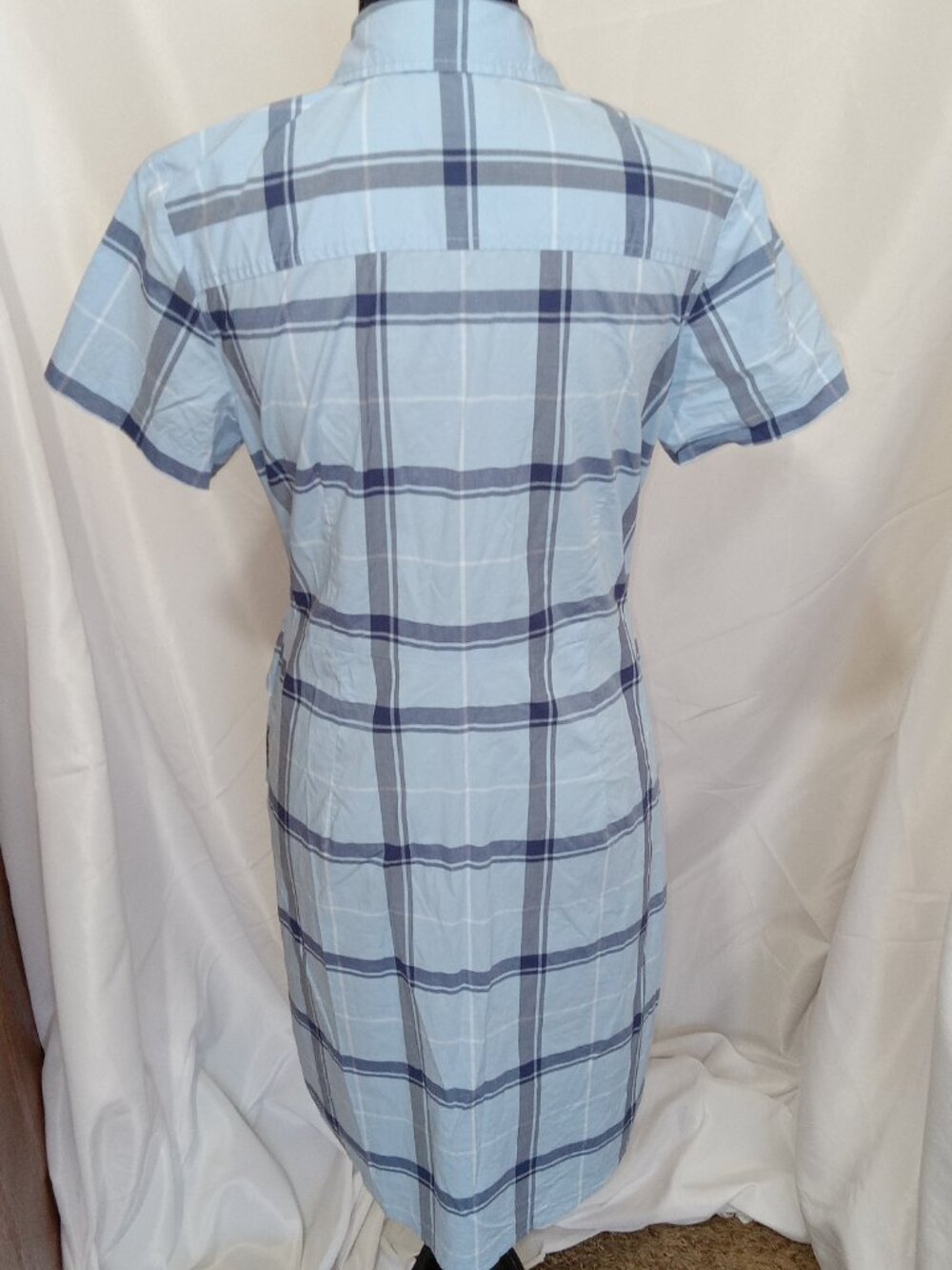 UNTUCKit Women's Plaid Cotton Short Sleeve Caroline Shirt Dress Blue Size 6 - Picture 9 of 15